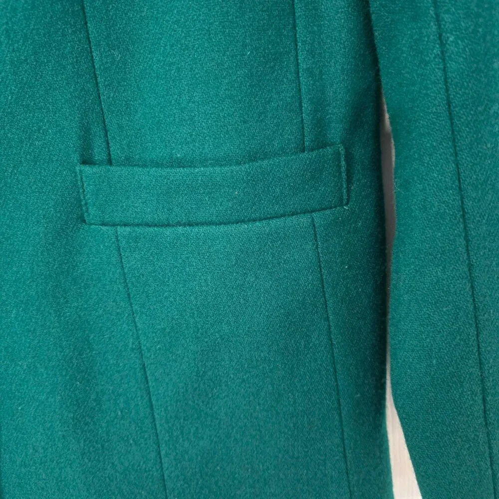 Dumas USA Women's 100% Wool Lined 1-Button Blazer Front Pockets Green Sz 6 - Picture 2 of 8